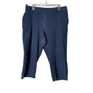 Alfred Dunner Blue Jeans Crop Pants Women's 18 Pull On Elastic Waistband